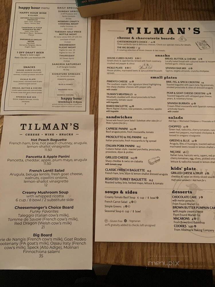 Tilman's - Charlottesville, VA menu_pic