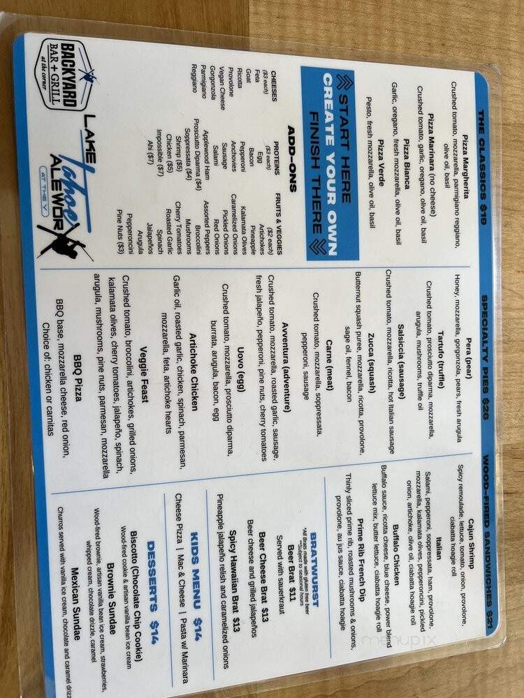 Lake Tahoe AleWorX - South Lake Tahoe, CA menu_pic
