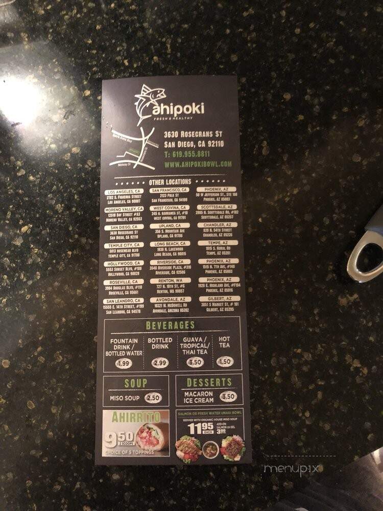 Ahipoki Bowl - San Diego, CA menu_pic