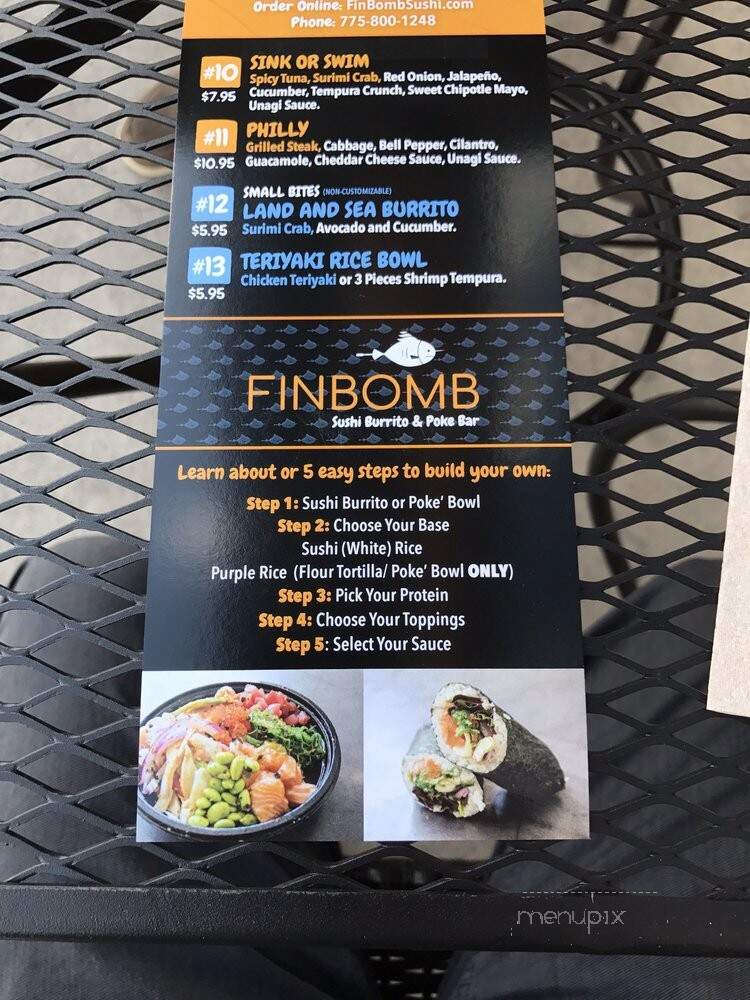 Finbomb Sushi Burrito & Poke Bar - Reno, NV menu_pic