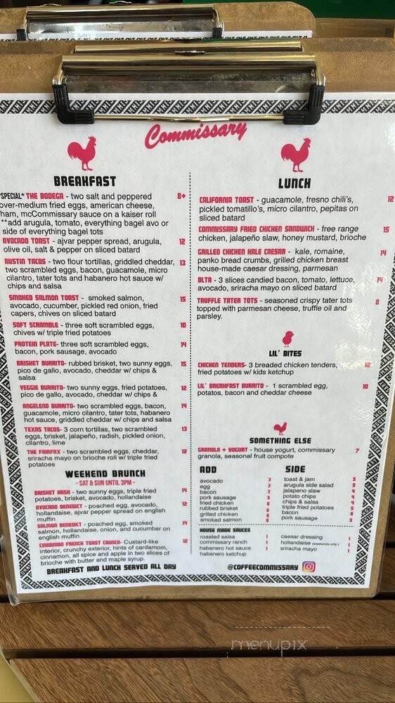 Coffee Commissary - Glendale, CA menu_pic