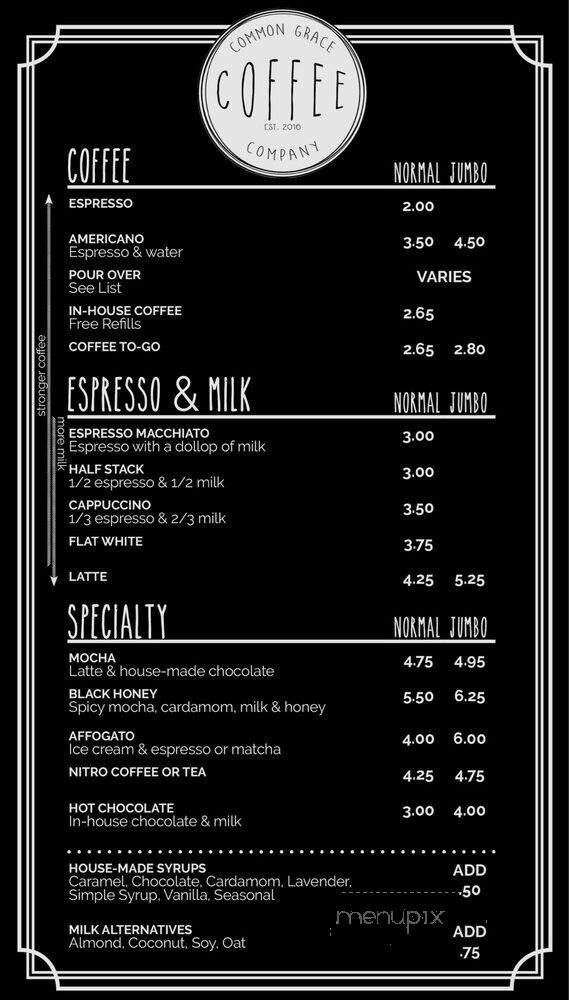 Common Grace Coffee - Dearborn, MI menu_pic