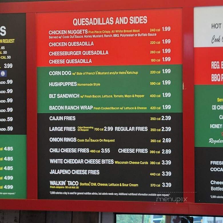 Cook Out - Ashland, VA menu_pic