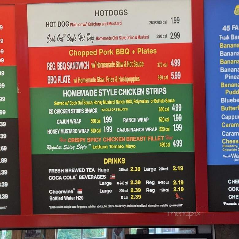 Cook Out - Ashland, VA menu_pic