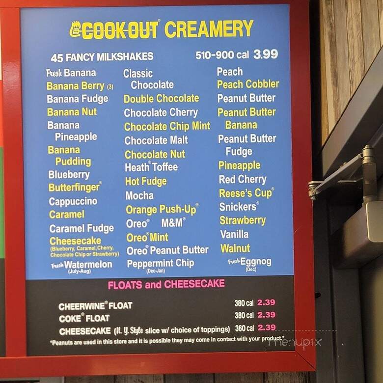 Cook Out - Ashland, VA menu_pic