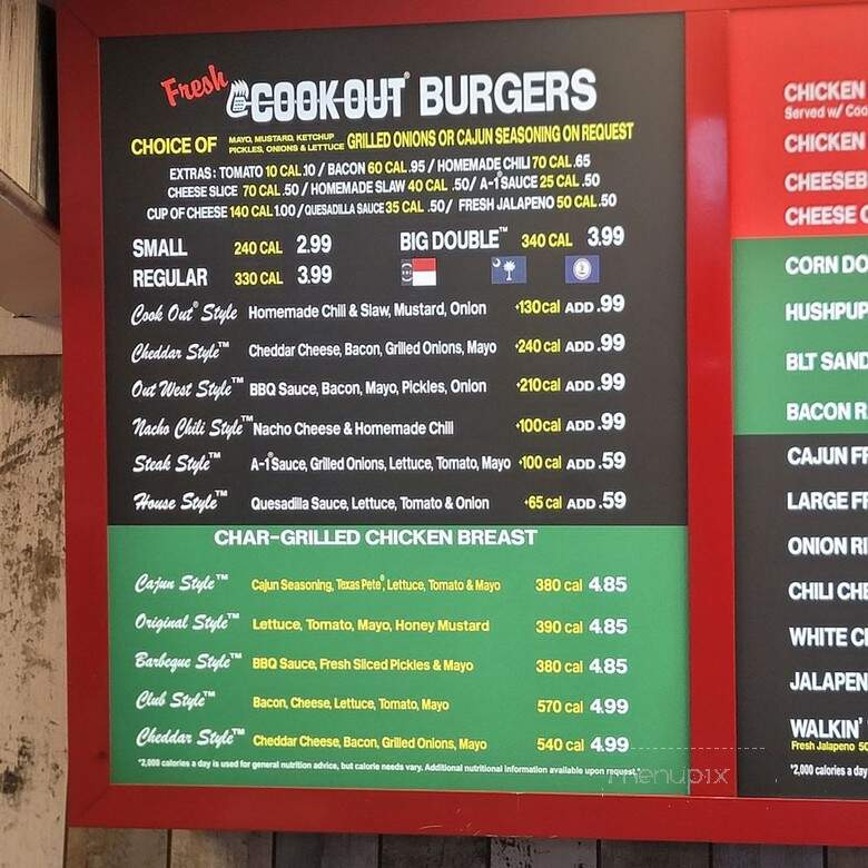 Cook Out - Ashland, VA menu_pic