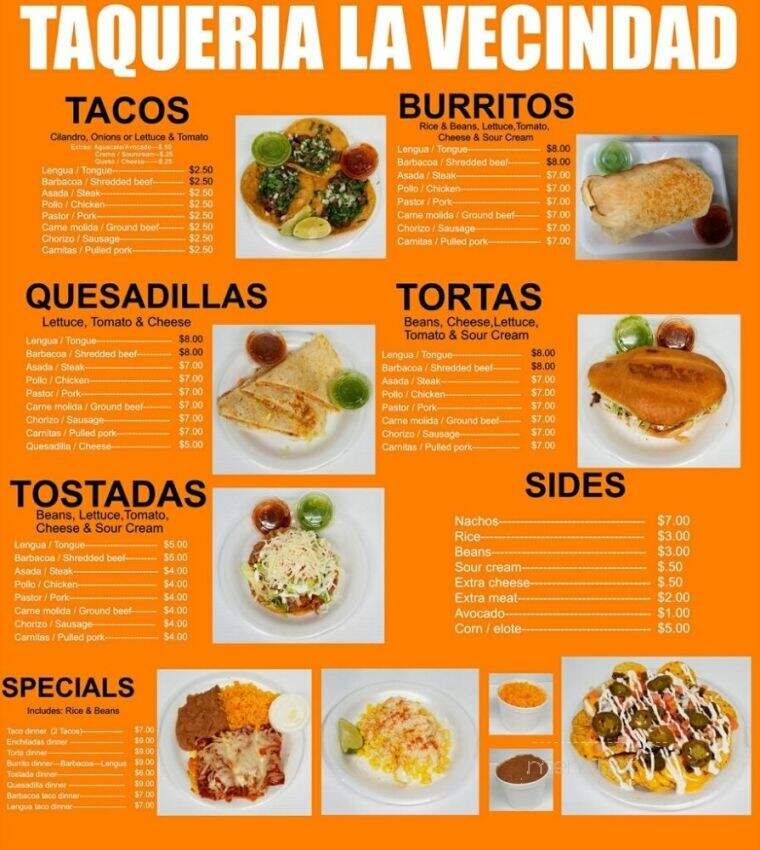 Taqueria La Vecindad - Milwaukee, WI menu_pic