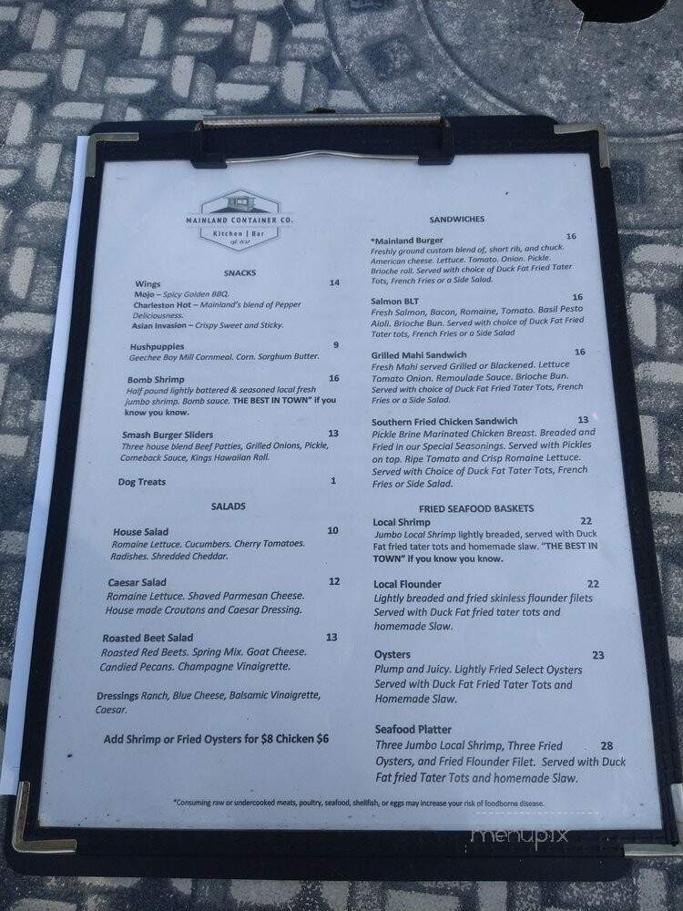 Mainland Container Co Kitchen & Bar - Mount Pleasant, SC menu_pic