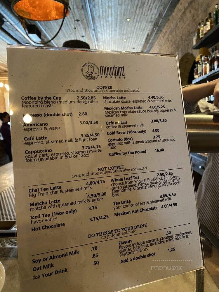 Moonbird Coffee - Atlanta, GA menu_pic
