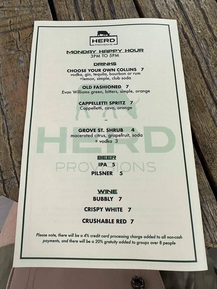 HERD Provisions - Charleston, SC menu_pic
