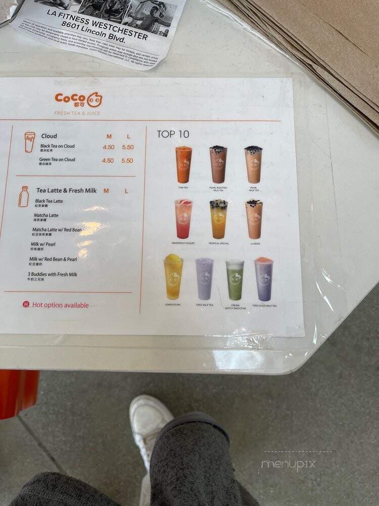 Coco Fresh Tea & Juice - Los Angeles, CA menu_pic