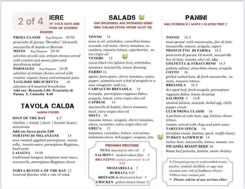 Prima Classe - Miami Beach, FL menu_pic