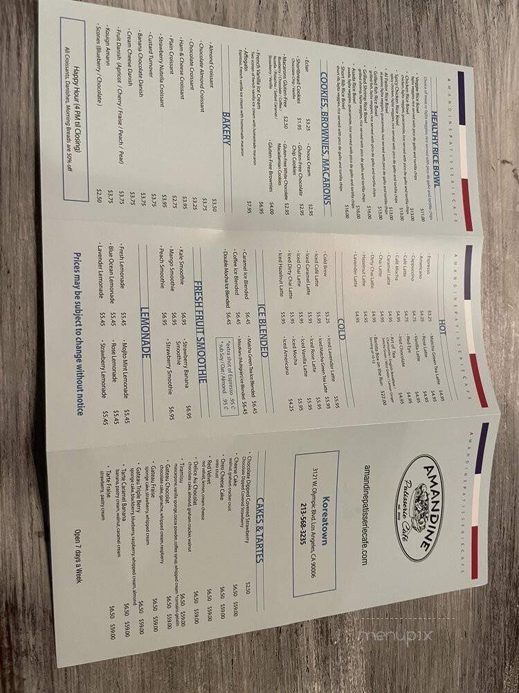 Amandine Patisserie Cafe - Los Angeles, CA menu_pic