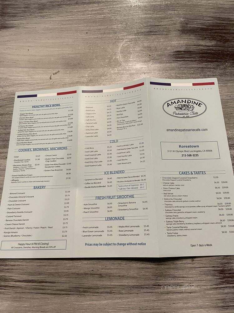 Amandine Patisserie Cafe - Los Angeles, CA menu_pic