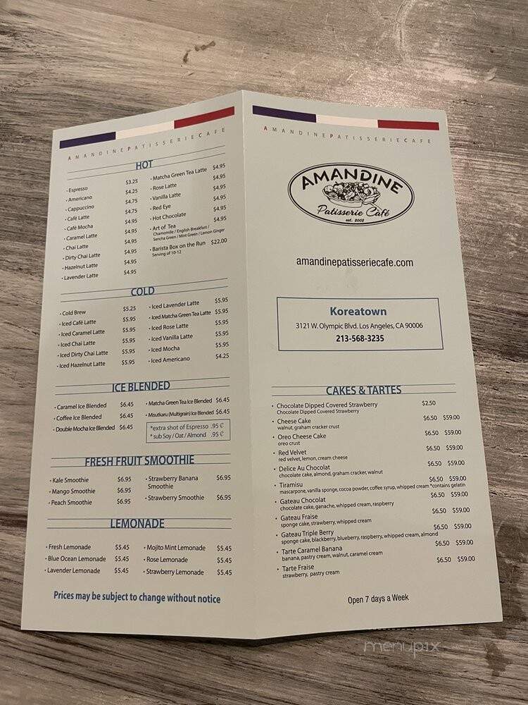 Amandine Patisserie Cafe - Los Angeles, CA menu_pic