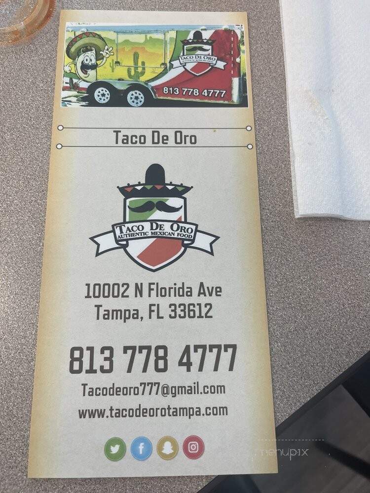 Taco de Oro - Tampa, FL menu_pic