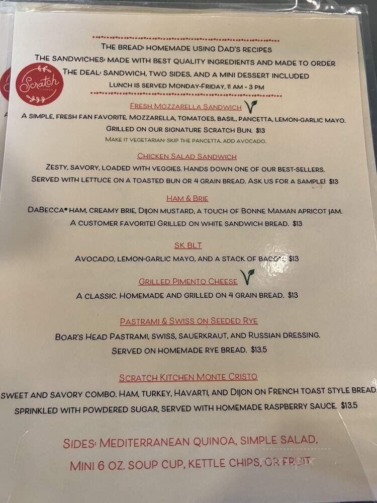 Scratch Kitchen - San Antonio, TX menu_pic