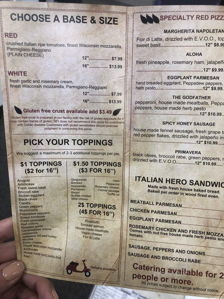 081 Pizza - Stony Brook, NY menu_pic