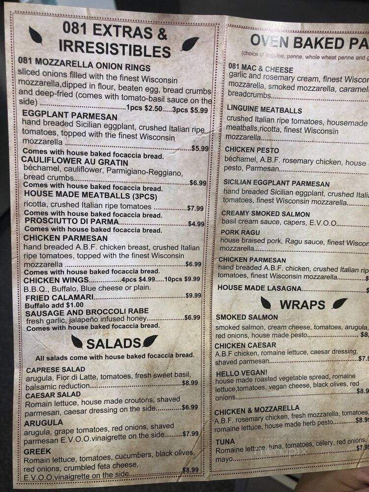 081 Pizza - Stony Brook, NY menu_pic