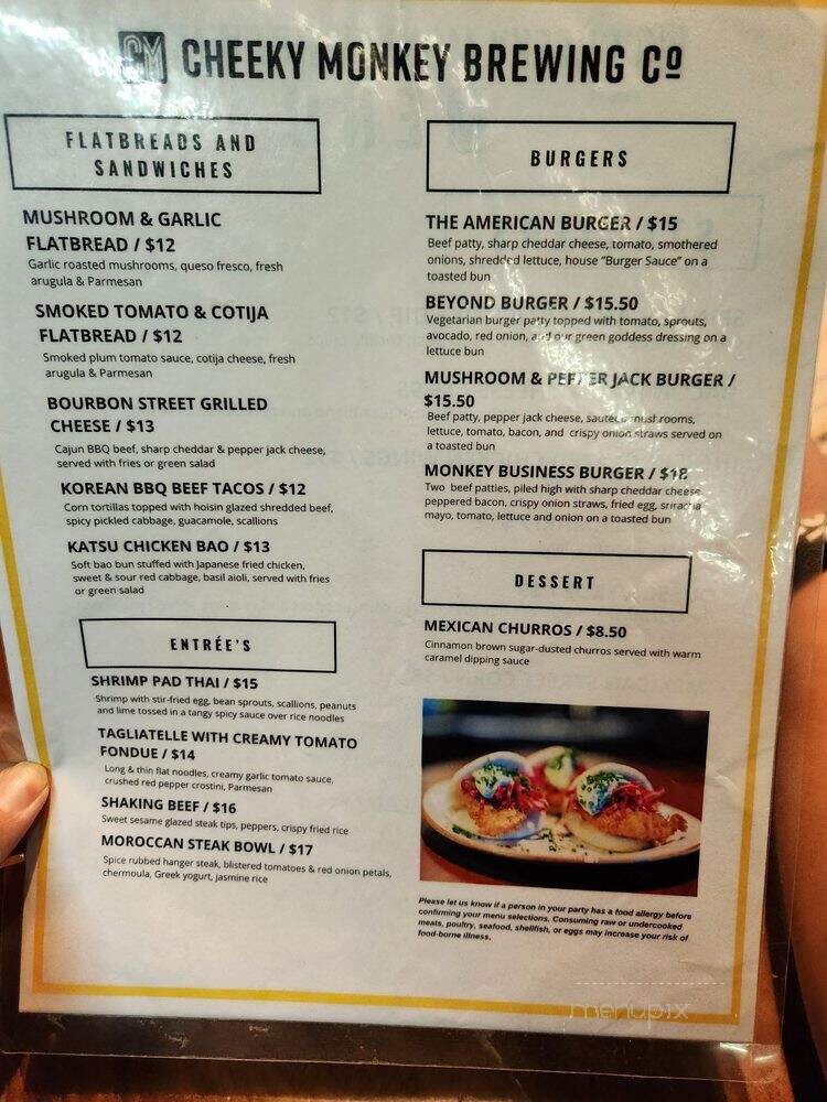 Cheeky Monkey Brewing - Boston, MA menu_pic