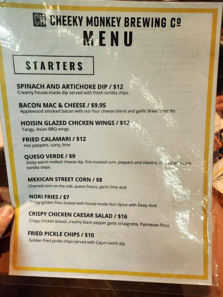 Cheeky Monkey Brewing - Boston, MA menu_pic