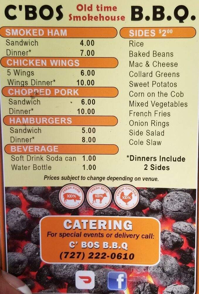 C BO S Oldtime Smokehouse BBQ - Saint Petersburg, FL menu_pic