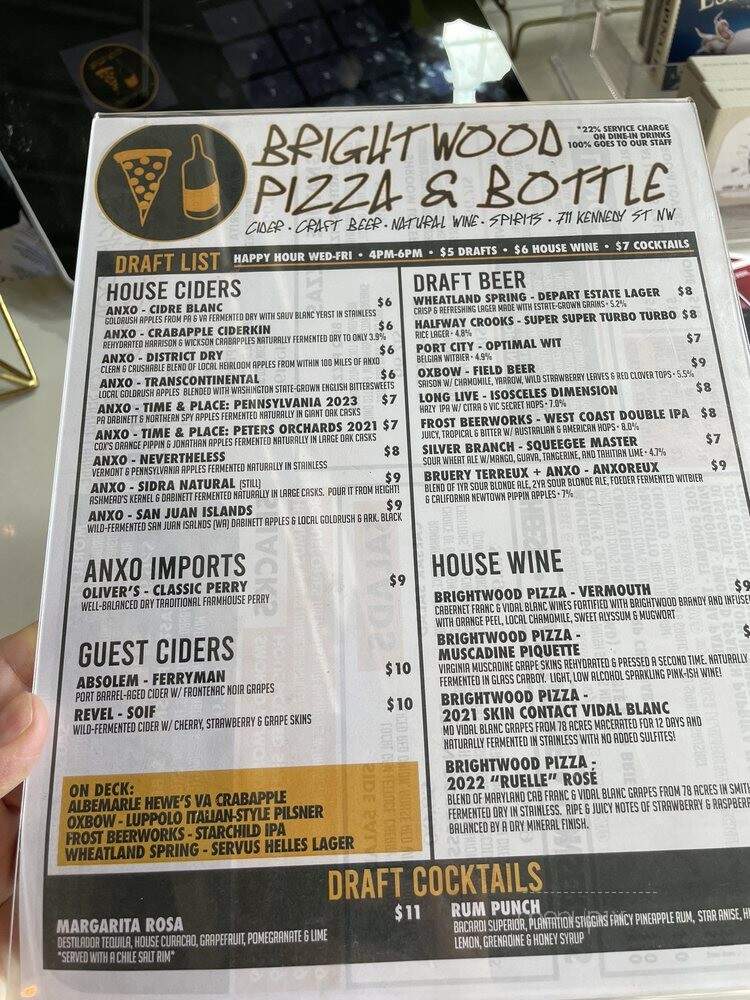 ANXO Cidery & Tasting Room - Washington, DC menu_pic