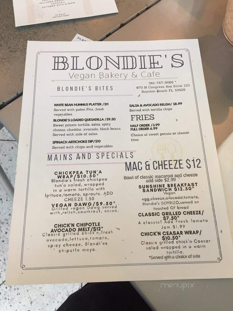 Blondie's Vegan - Boynton Beach, FL menu_pic