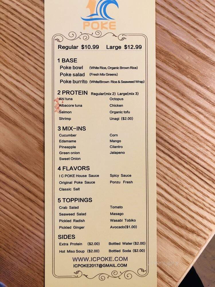 I C Poke - Lakewood, WA menu_pic