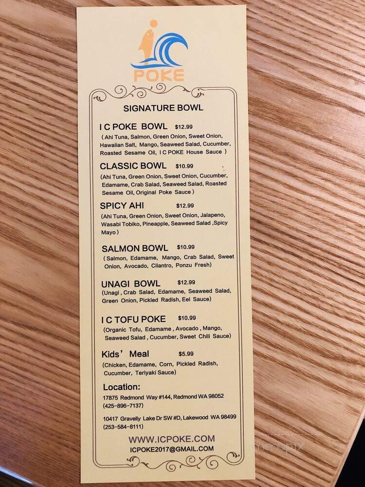 I C Poke - Lakewood, WA menu_pic
