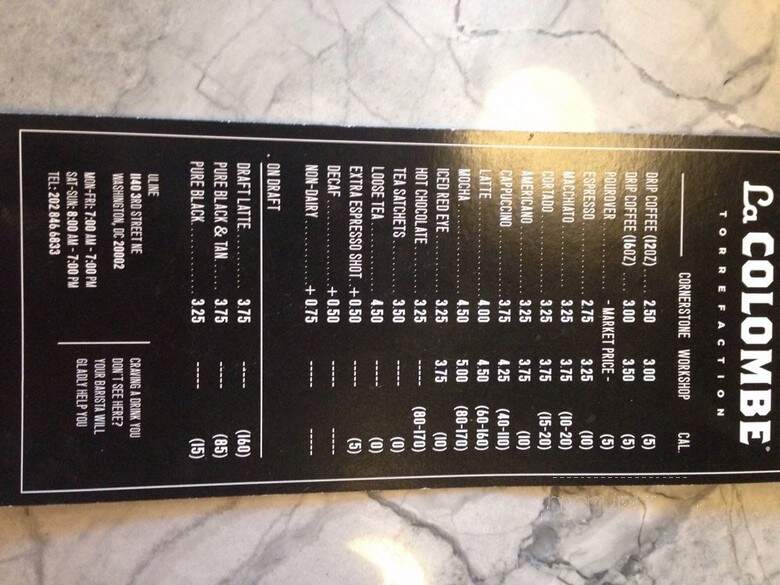 La Colombe Coffee - Washington, DC menu_pic