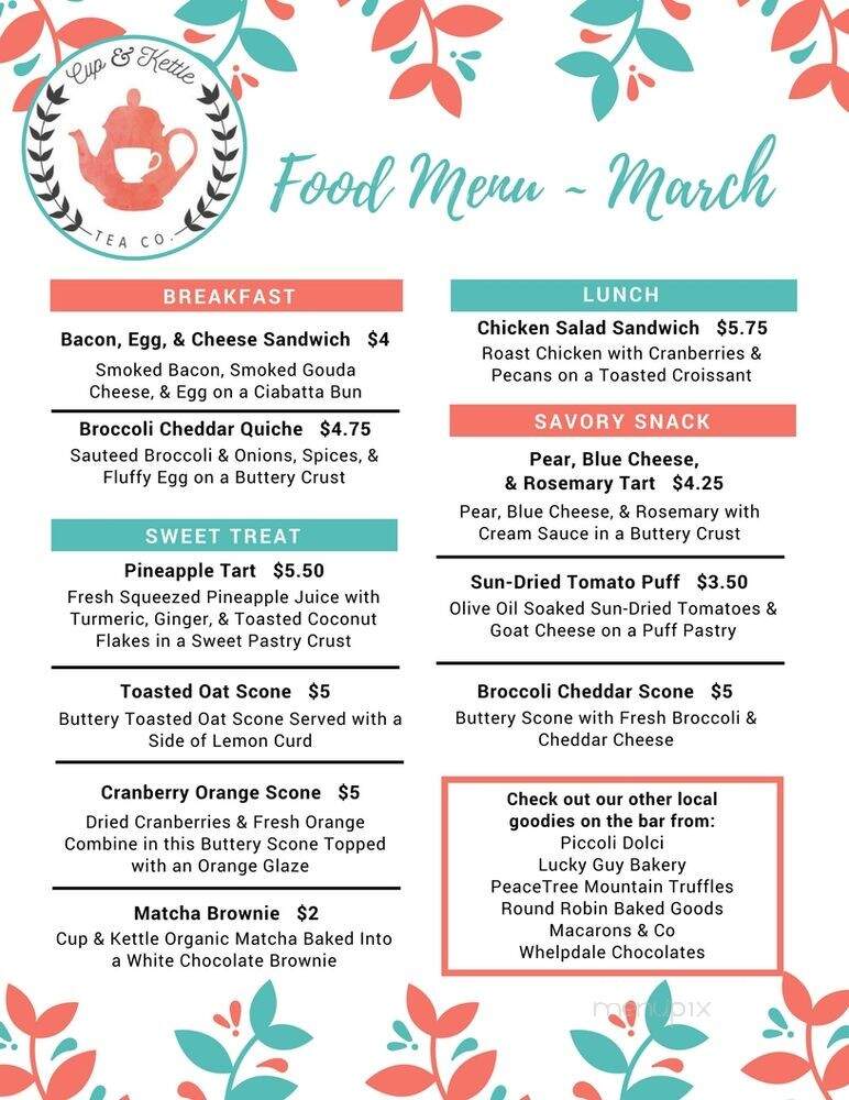 Cup & Kettle Tea - Bloomington, IN menu_pic
