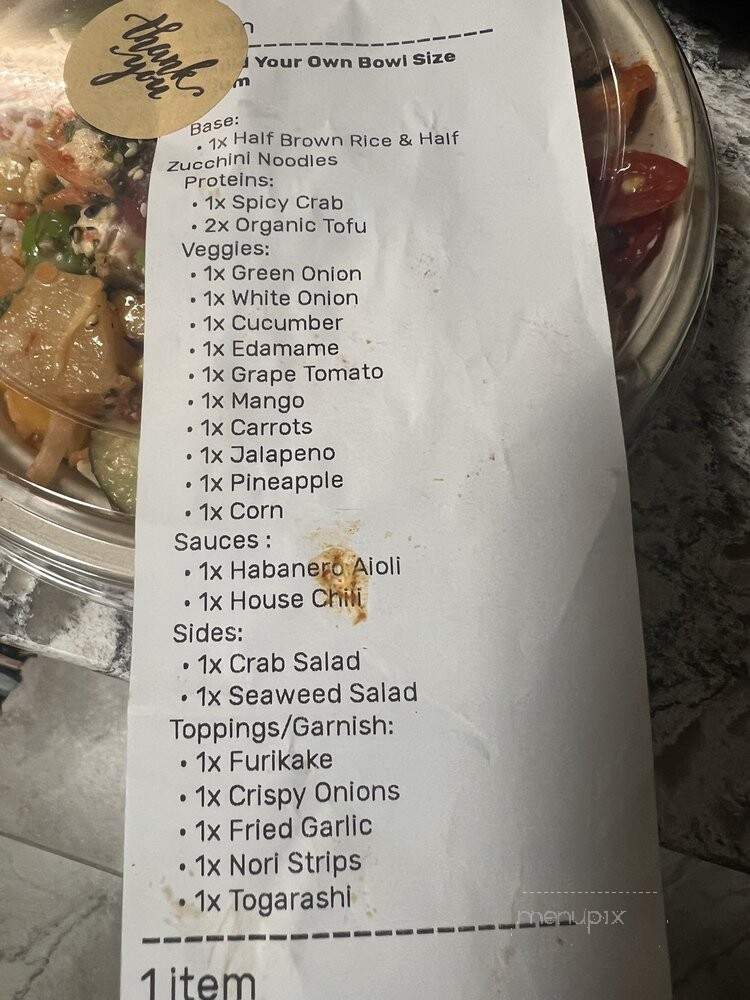 Poke Parlor - Berkeley, CA menu_pic