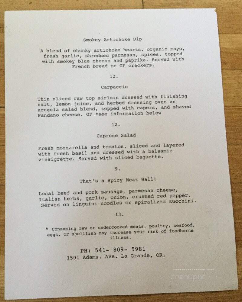 Wine Down - La Grande, OR menu_pic