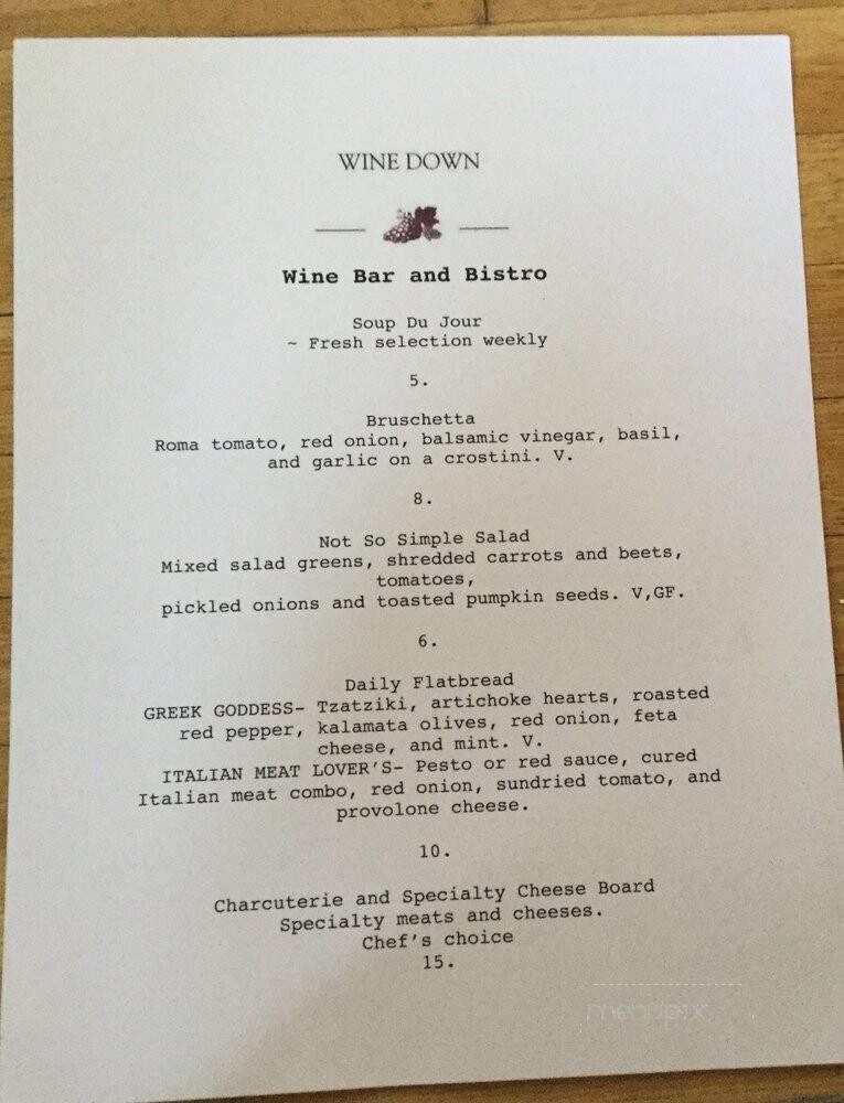 Wine Down - La Grande, OR menu_pic