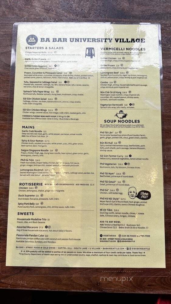 Ba Bar - Seattle, WA menu_pic
