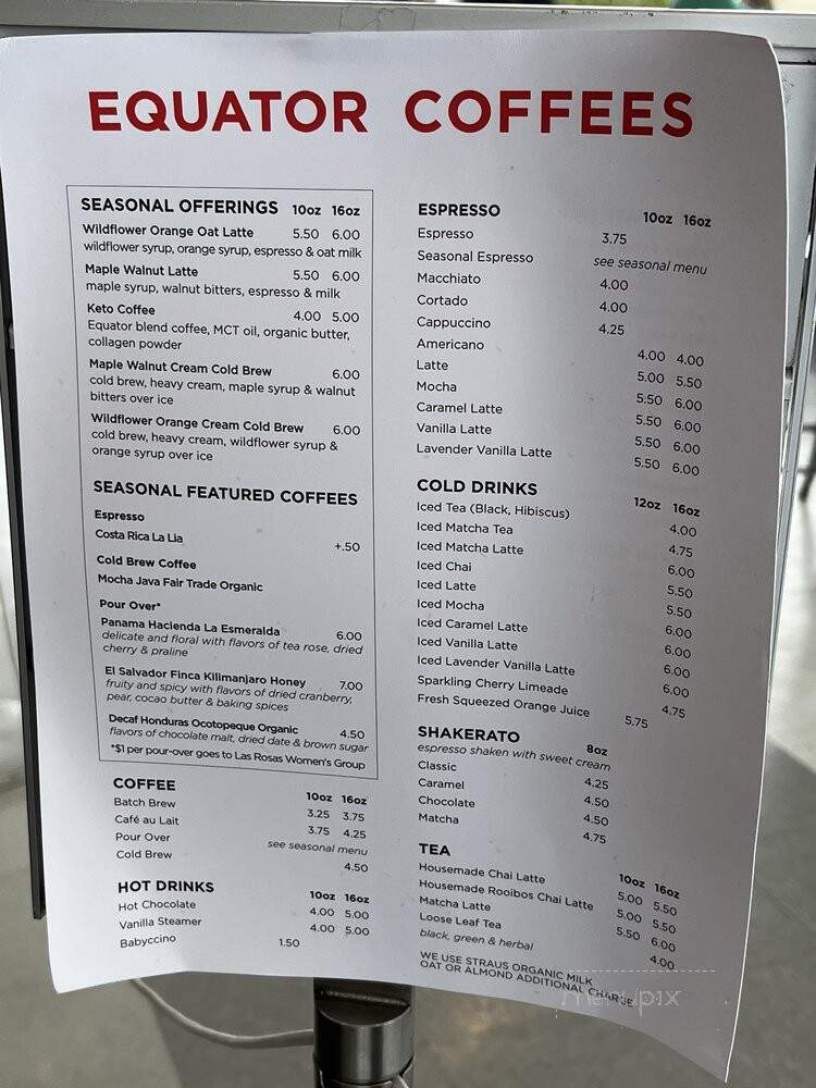 Equator Coffees & Teas - San Francisco, CA menu_pic