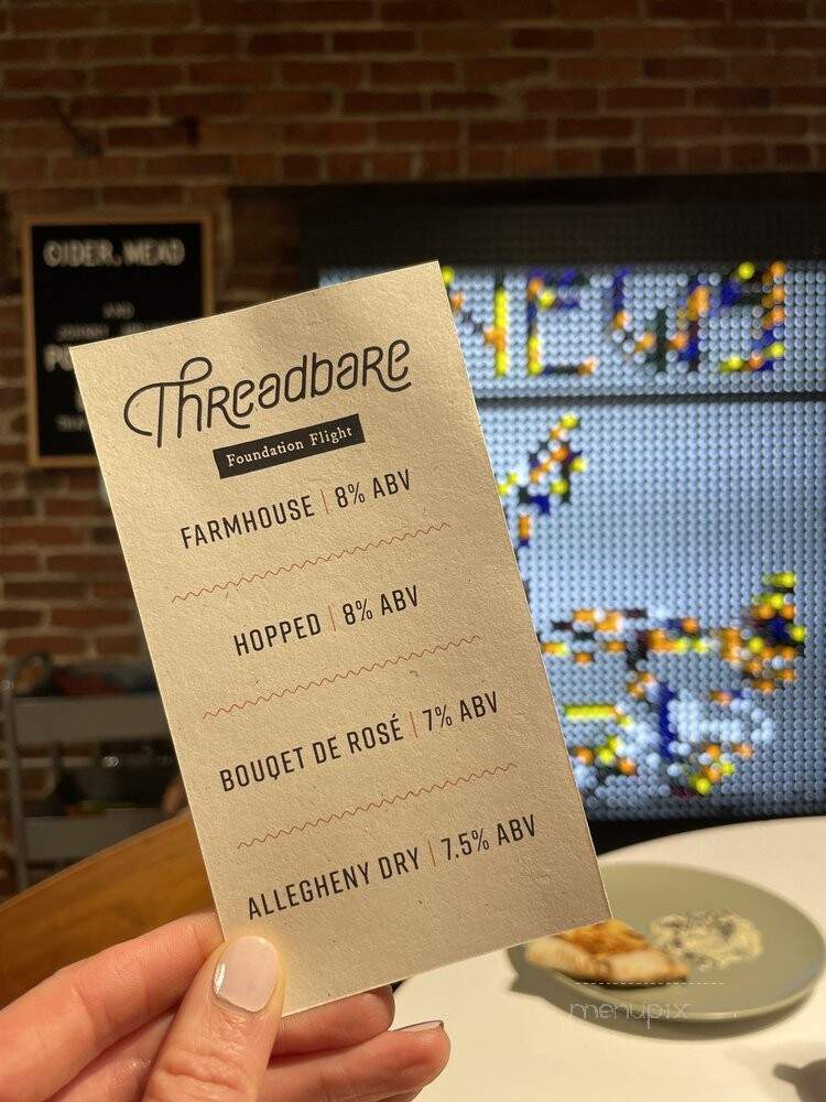 Threadbare Cider House - Pittsburgh, PA menu_pic