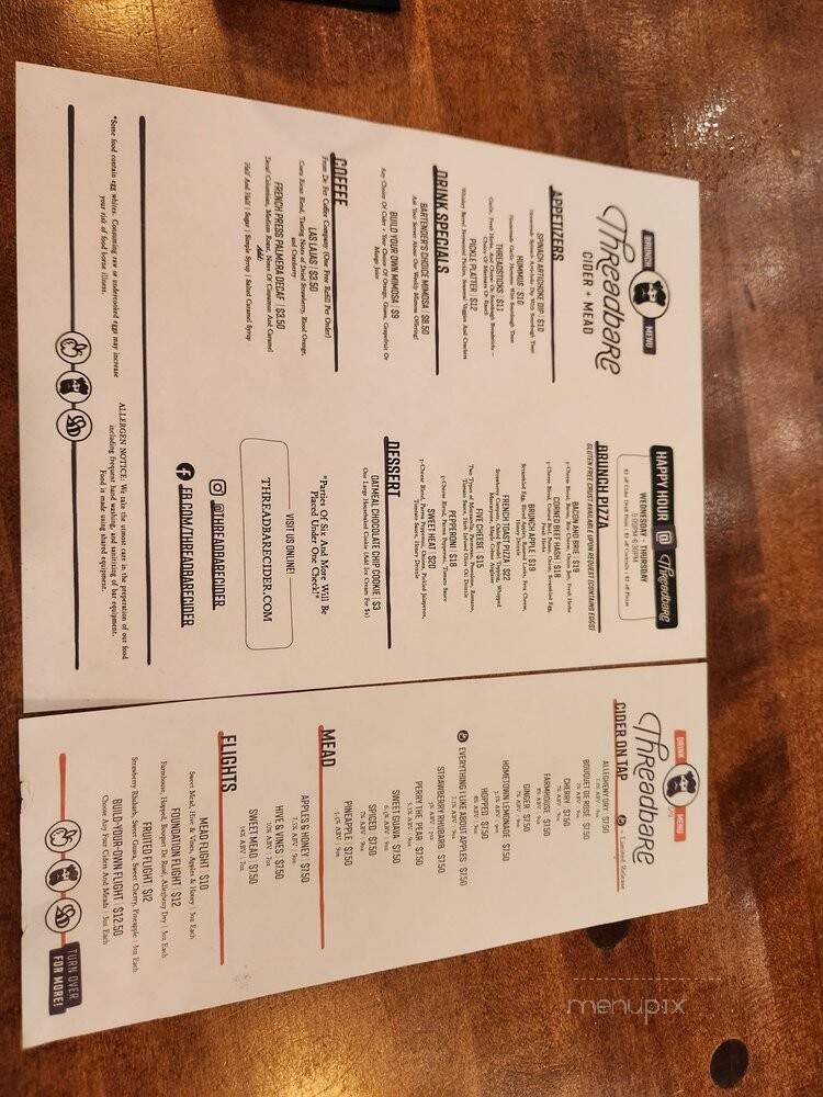 Threadbare Cider House - Pittsburgh, PA menu_pic