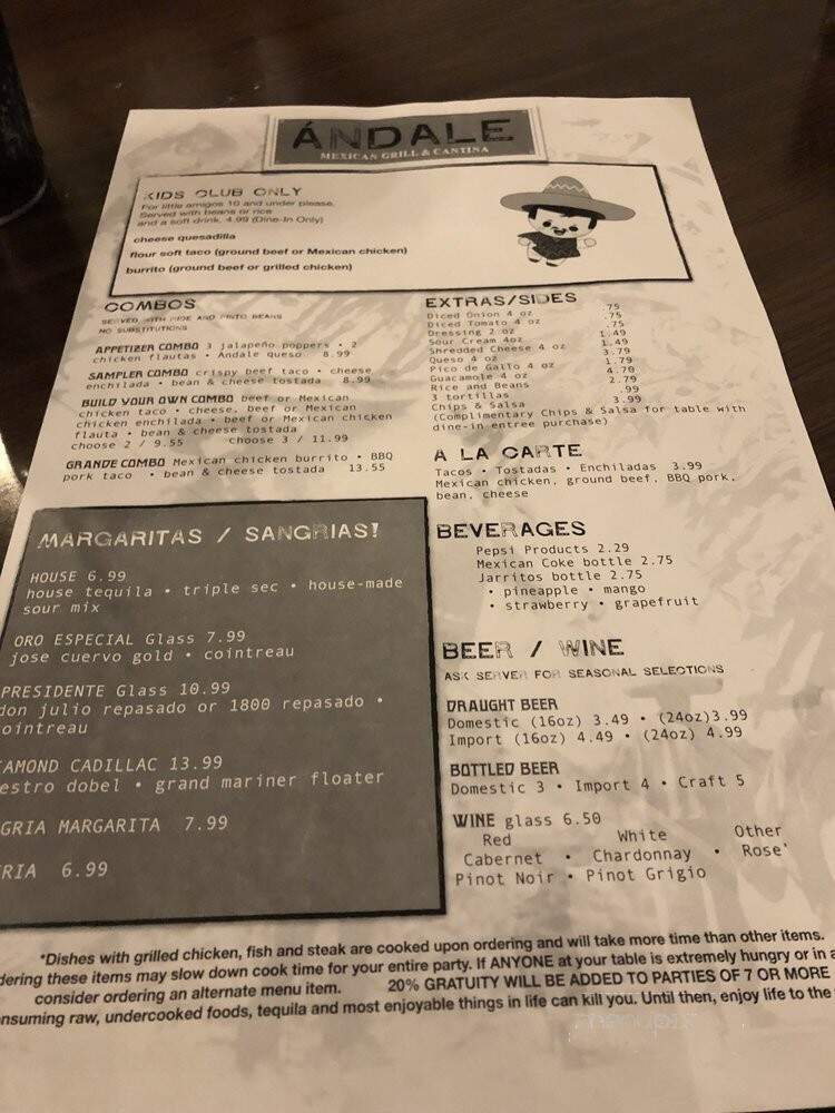 Andale Mexican Grill & Catina - Commerce Charter Township, MI menu_pic