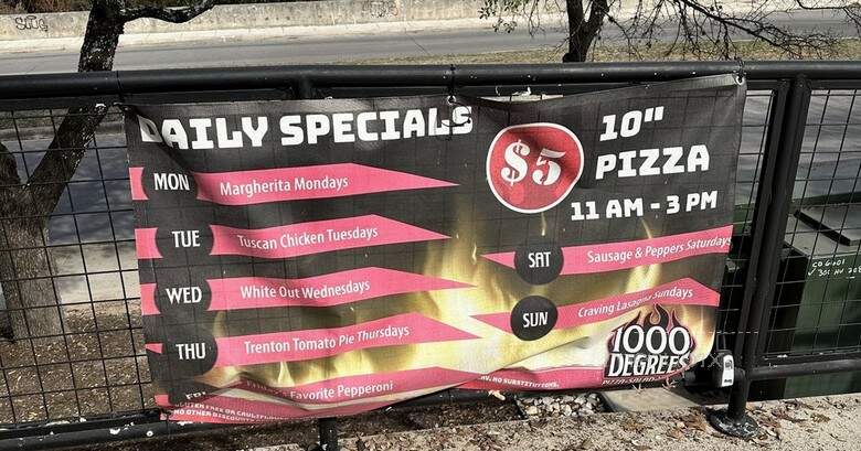 1000 Degrees Neapolitan Pizzeria - San Antonio, TX menu_pic
