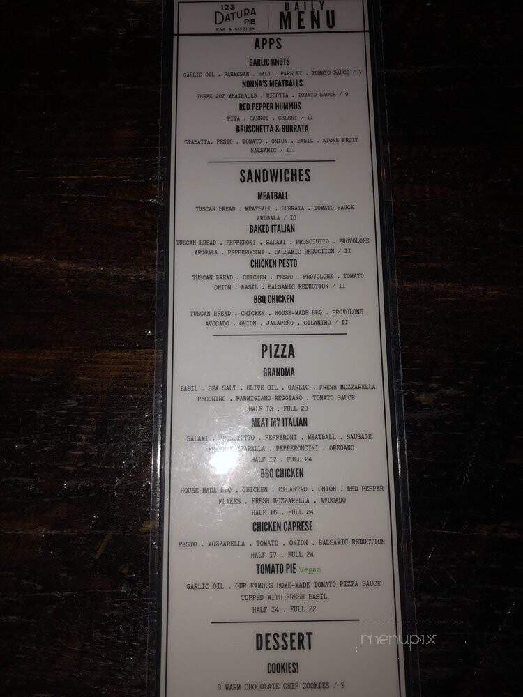123 Datura Bar & Kitchen - West Palm Beach, FL menu_pic