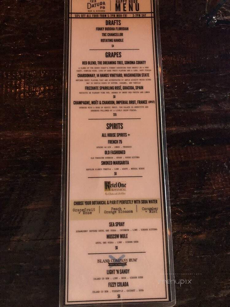 123 Datura Bar & Kitchen - West Palm Beach, FL menu_pic