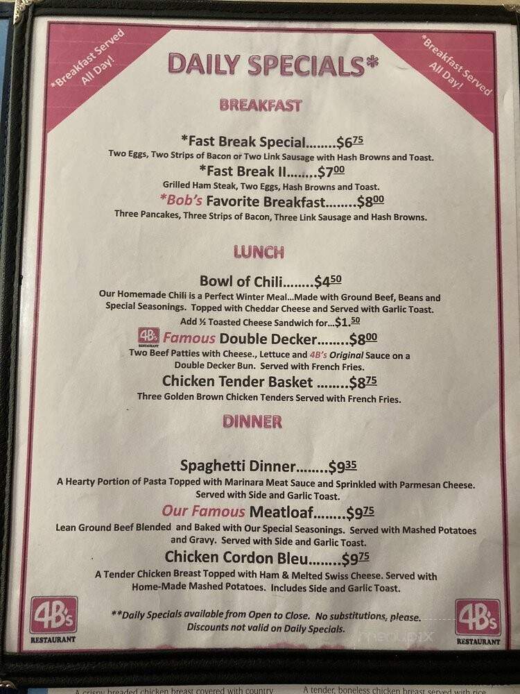 4B's Restaurant - Billings, MT menu_pic