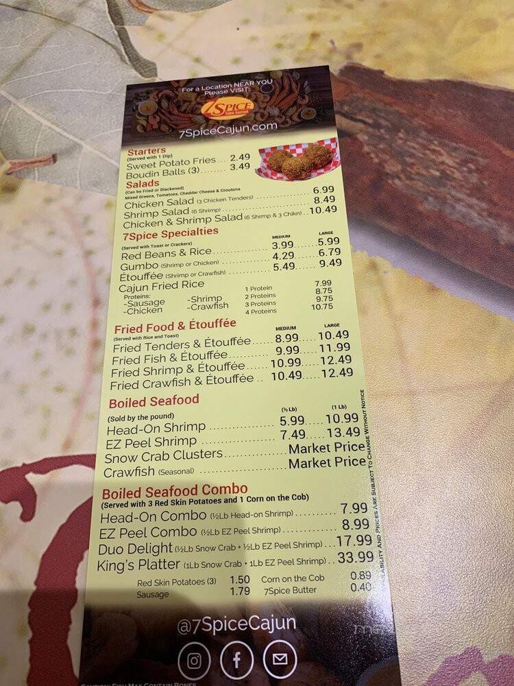 7Spice Seafood Kitchen - Katy, TX menu_pic