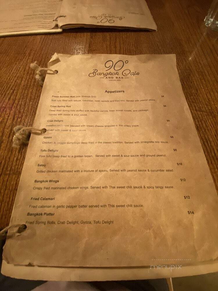 90 Degrees Bangkok Cafe and Bar - Bothell, WA menu_pic