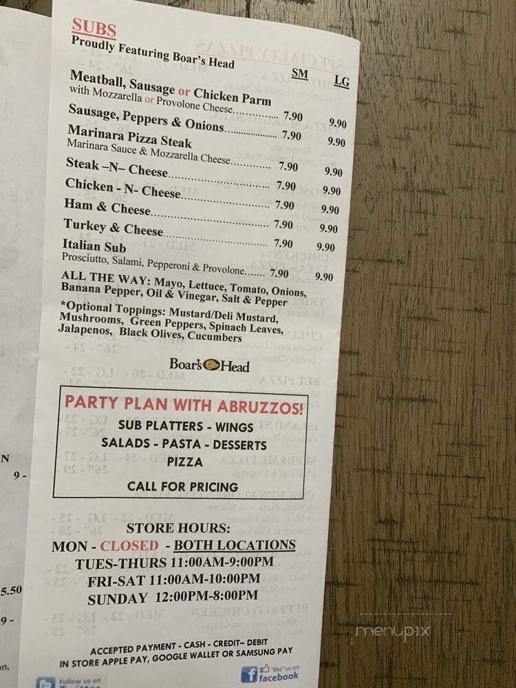 Abruzzo's Pizza at Carolina Forest - Jacksonville, NC menu_pic