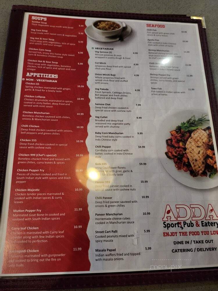 Adda Sports Pub & Eatery - Suwanee, GA menu_pic