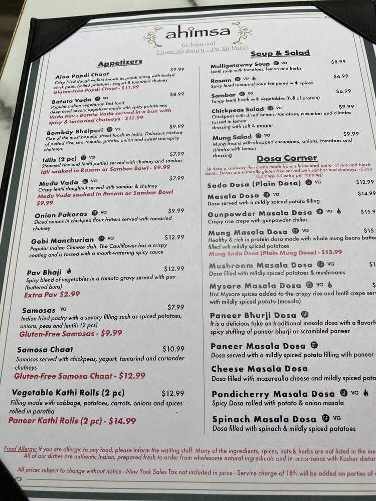 Ahimsa - New York, NY menu_pic