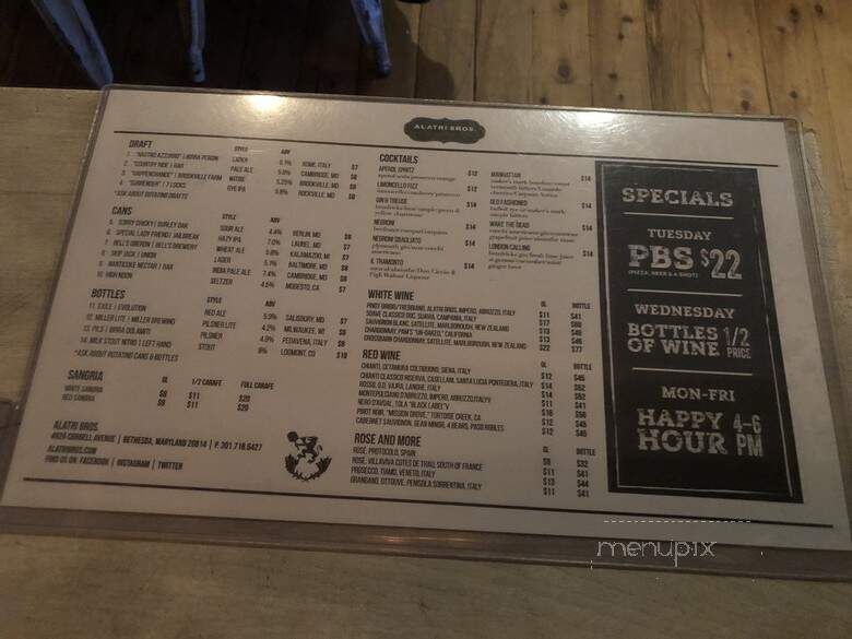 Alatri Bros. - Bethesda, MD menu_pic